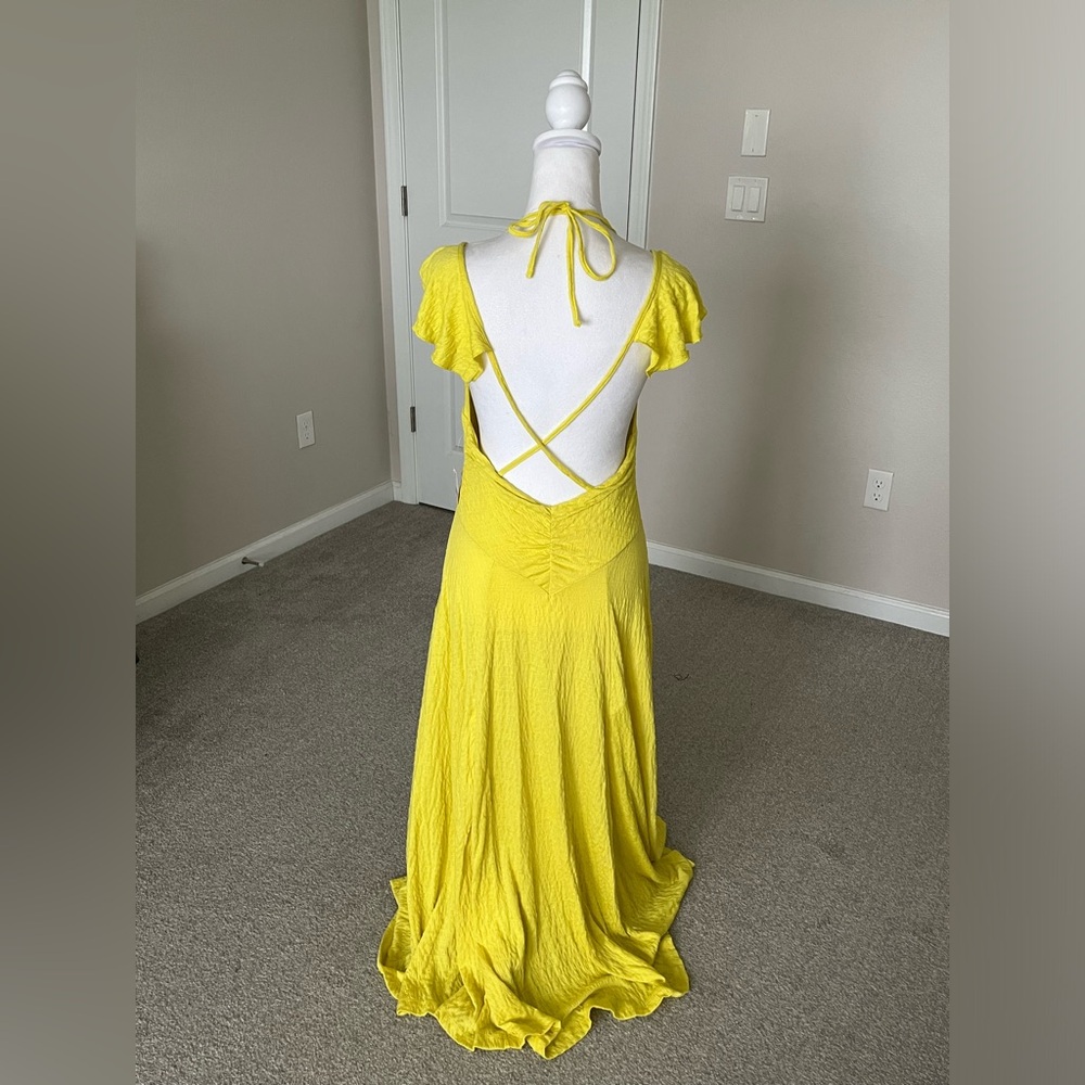 NWT Free People Louisa Maxi Dress in Golden Kiwi Size Medium - Picture 7 of 12